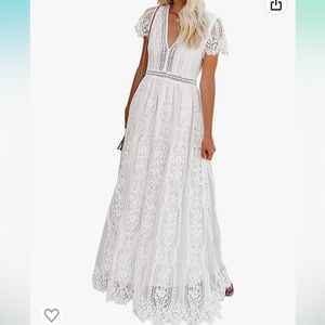 Women's White Lace Maxi Dress